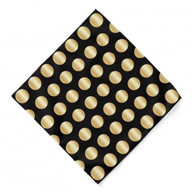 Gold Dots Trendy Elegant Black Glamorous Template Bandana (Front)