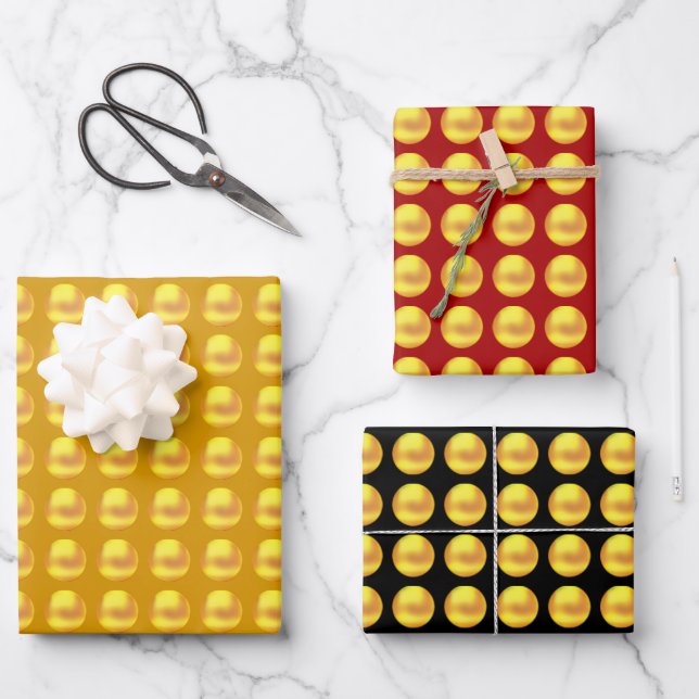 Gold Dots Wrapping Paper Flat Sheet Set of 3 (Front)
