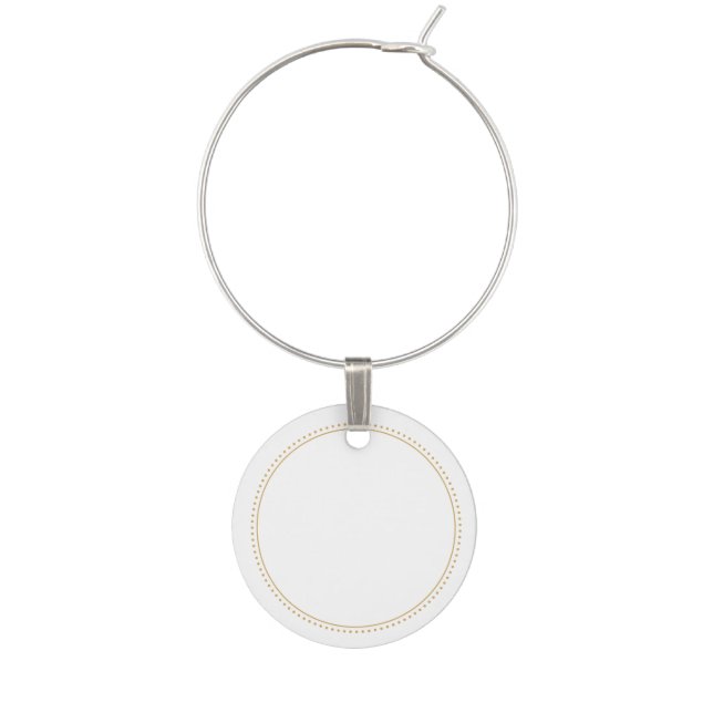 Gold Dotted Border Blank Wine Charm (Front)