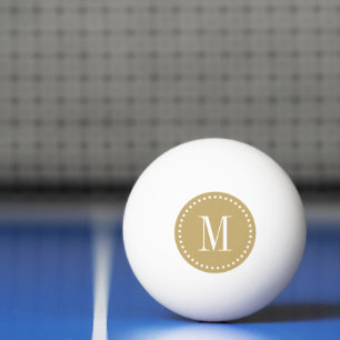 Gold Dotted Circle Monogram Personalized Ping-Pong Ball