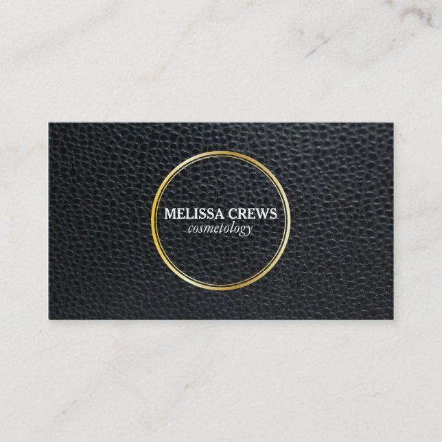 Gold Double Ring / Leather Business Card (Front)