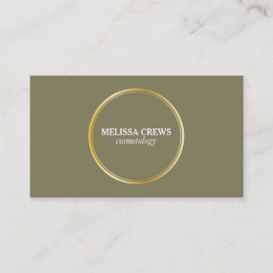 Gold Double Ring (olive green) Business Card