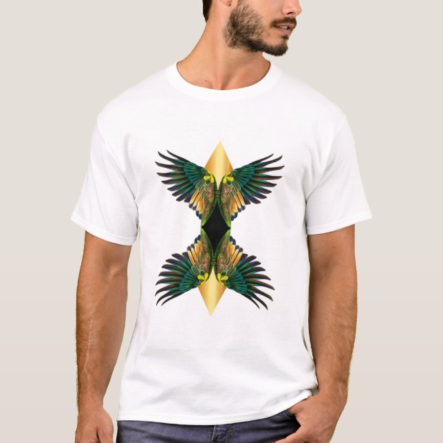 Gold Double Wings Diamond Design T-Shirt (Front)