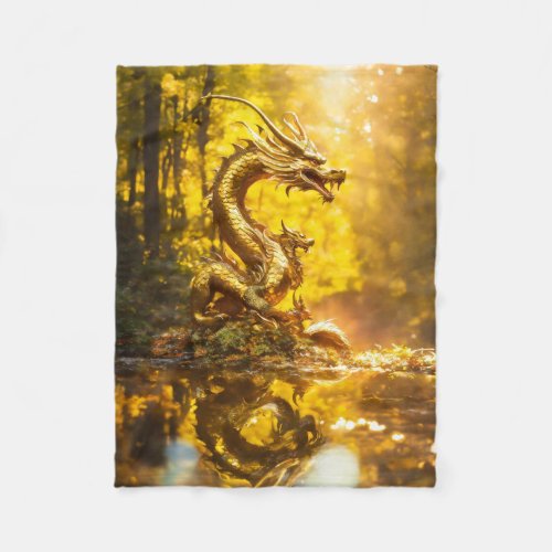 Gold Dragon Artwork Fleece Blanket