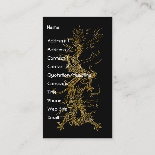 GOLD DRAGON Asian Design Business Card