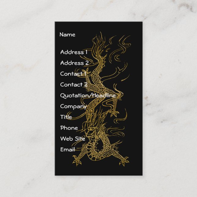 GOLD DRAGON Asian Design Business Card (Front)