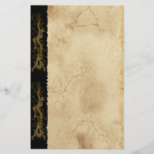 Gold Dragon Asian Parchment-effect Stationery