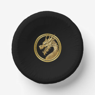 Gold Dragon-Black and Gold Paper Bowls