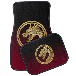 Gold Dragon-Black and Red- Car Floor Mat