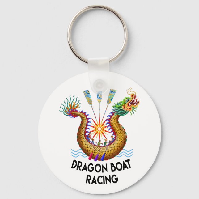 Gold Dragon Boat Racing Keychain (Front)
