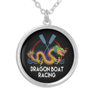Gold Dragon Boat Racing Silver Plated Necklace