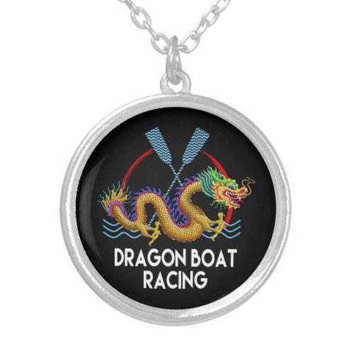 Gold Dragon Boat Racing Silver Plated Necklace