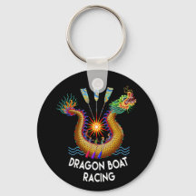 Gold Dragon Boat with Paddlers Keychain