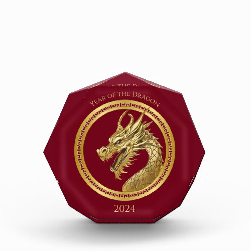 Gold Dragon_Chinese New Year_Red Acrylic Award
