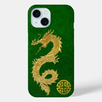 Gold Dragon Chinese Prosperity Symbol Iphone 15 Case by WRAPPED_TOO_TIGHT at Zazzle