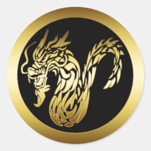 GOLD DRAGON CLASSIC ROUND STICKER