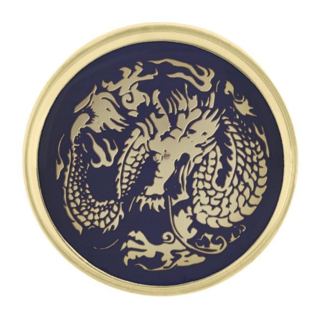 Gold Dragon Gold Finish Lapel Pin (Front)