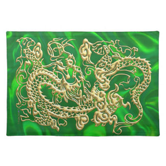 Gold Dragon Green Satin Lush Placemat