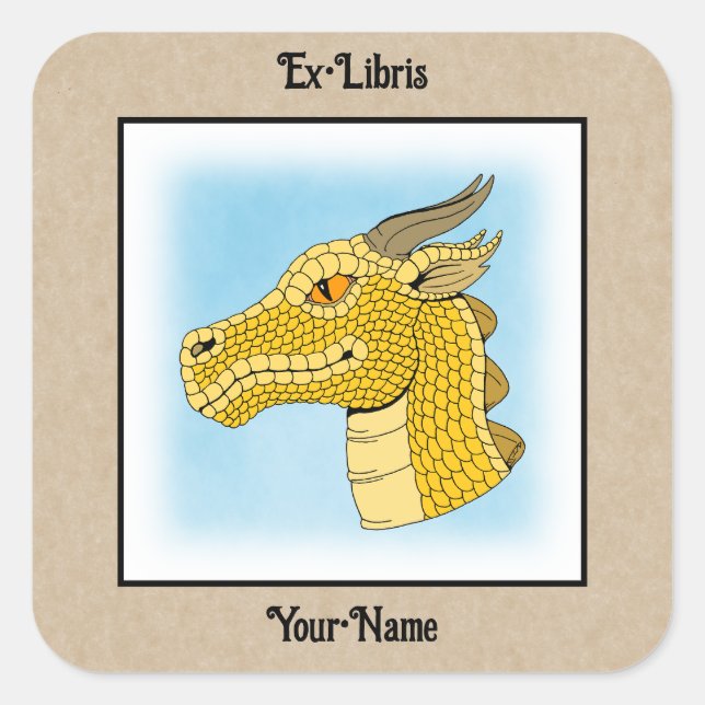 Gold Dragon Head in Profile Bookplate (Front)
