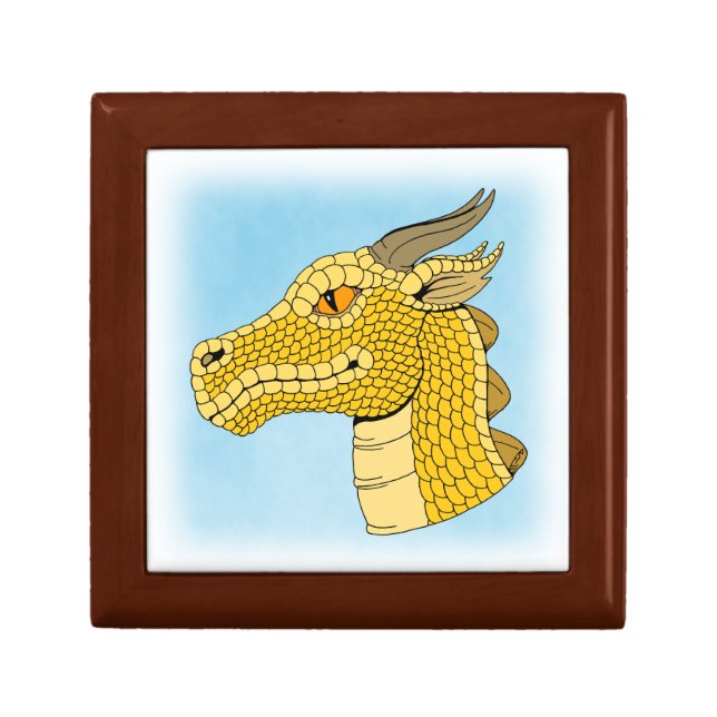 Gold Dragon Head in Profile Gift Box (Front)