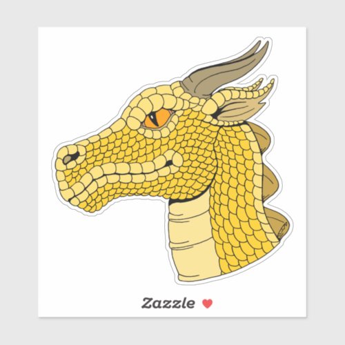 Gold Dragon Head in Profile Sticker