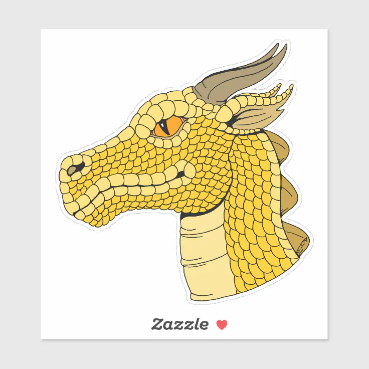 Gold Dragon Head in Profile Sticker | Zazzle