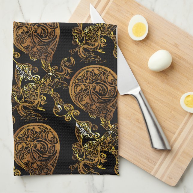 Gold Dragon Kitchen Towel (Quarter Fold)