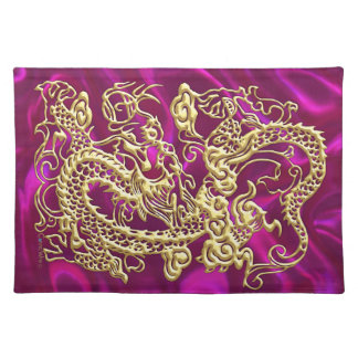 Gold Dragon Magenta Satin Lush Placemat