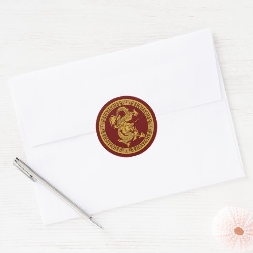 Gold dragon medallions  classic round sticker