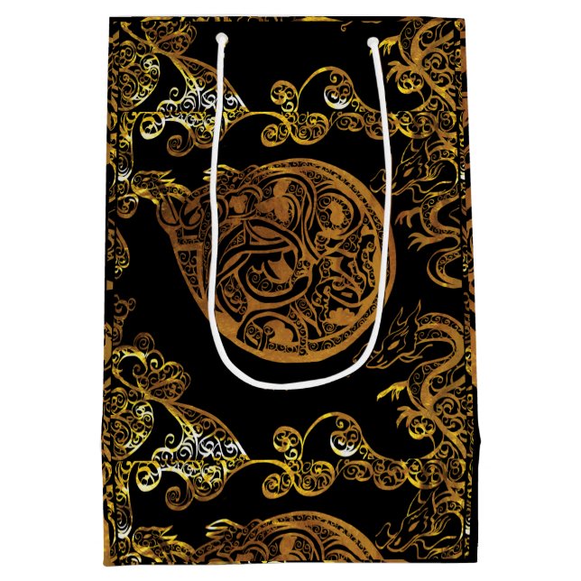 Gold Dragon Medium Gift Bag (Back)