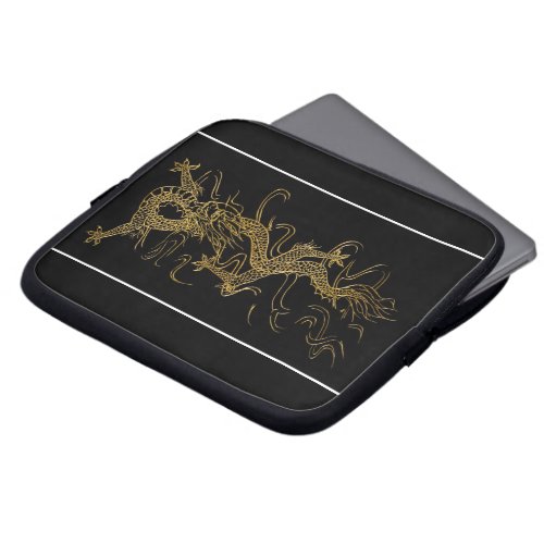 Gold Dragon on Black Asian_styled Laptop Sleeve