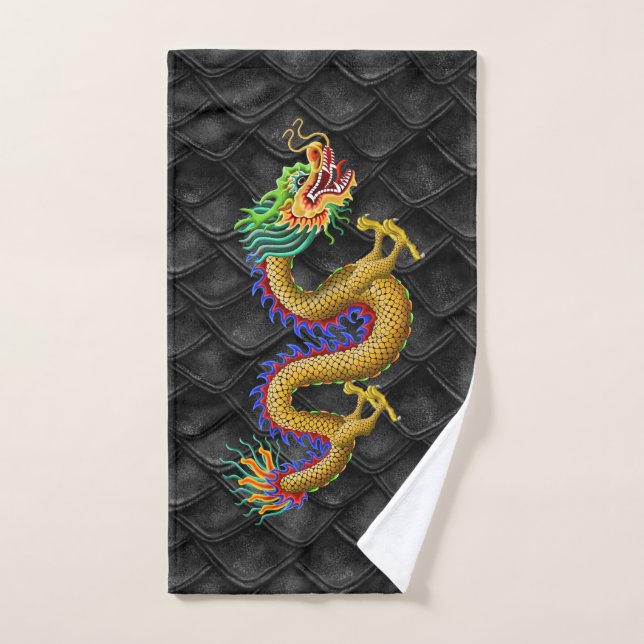 Gold Dragon on Dragon Scales Hand Towel (Hand Towel)