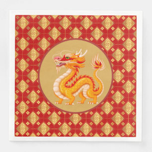 Gold Dragon Paper Dinner Napkins