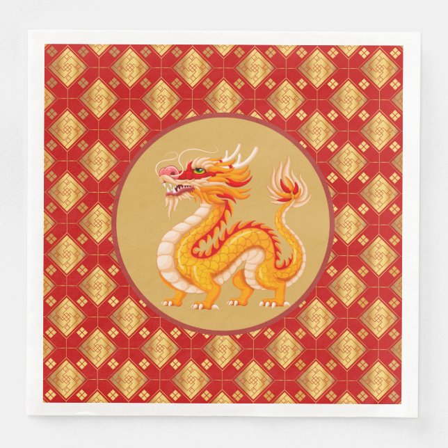 Gold Dragon  Paper Dinner Napkins (Front)