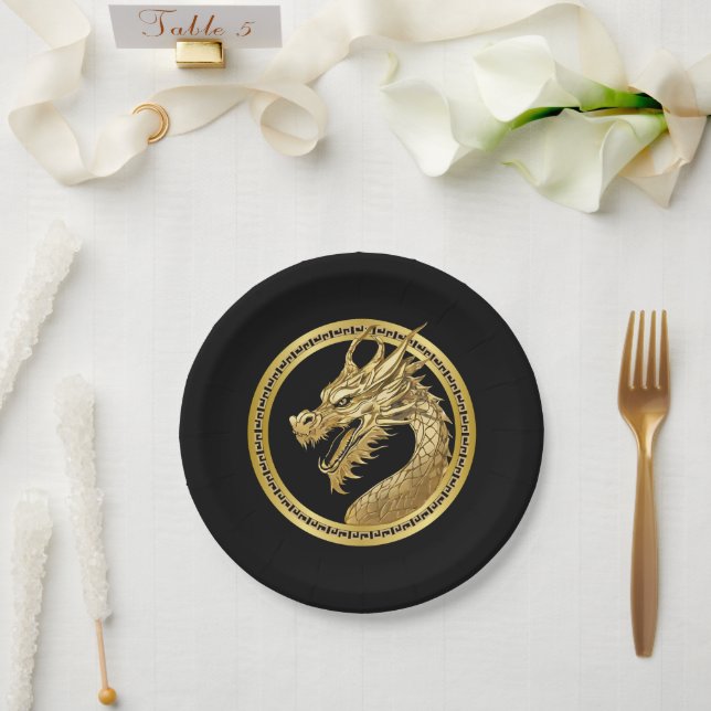 Gold Dragon Paper Plates (Wedding)