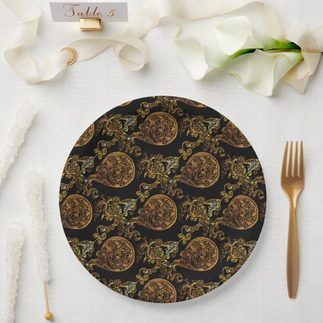 Gold Dragon Paper Plates (Wedding)