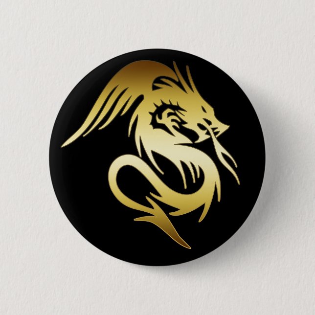 GOLD DRAGON PINBACK BUTTON (Front)