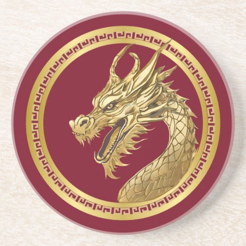 Gold Dragon_Red and Gold_Chinese New Year 2024_ Coaster