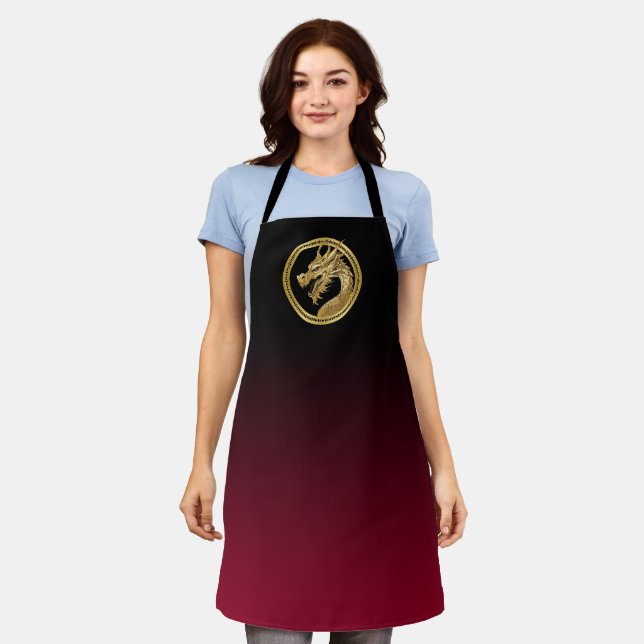 Gold Dragon-Red- Apron (Worn)