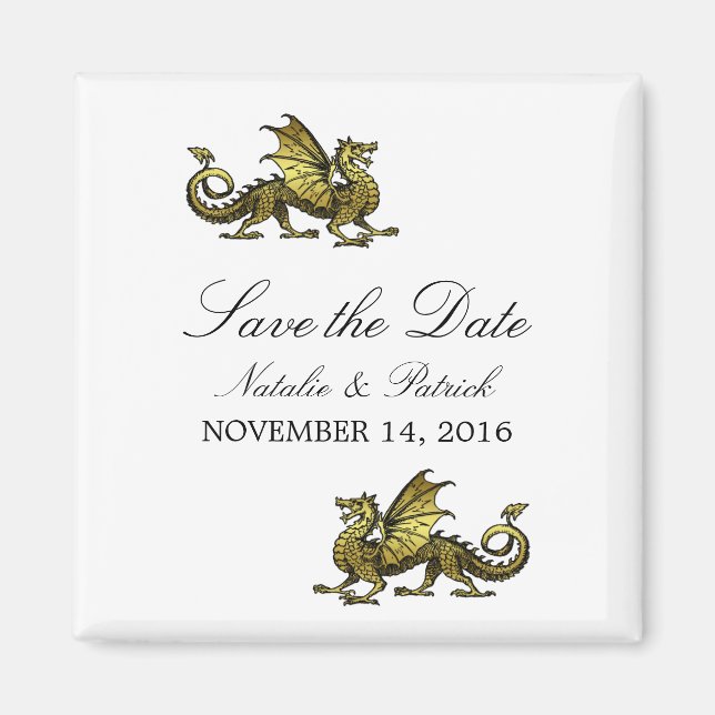 Gold Dragon Save the Date Magnet (Front)