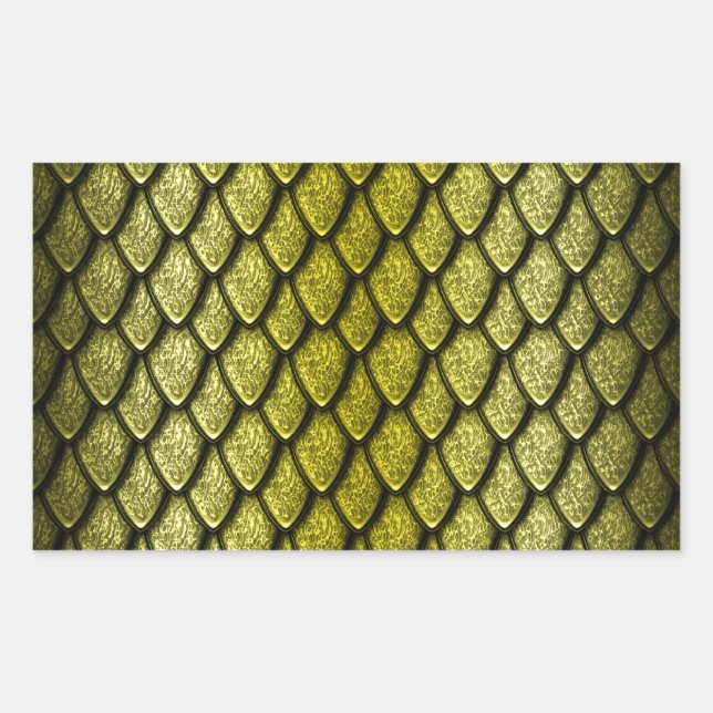 Gold Dragon Scales Rectangular Sticker (Front)