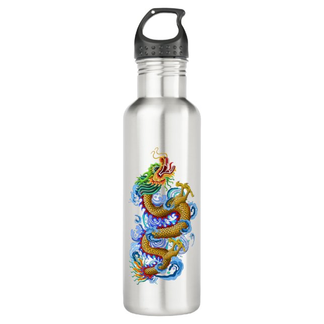 Gold Dragon Stainless Steel Water Bottle (Front)