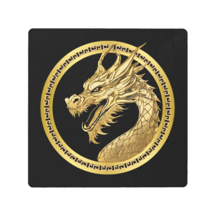 Gold Dragon Wall Art- Metal Print