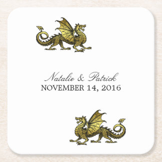 Gold Dragon Wedding Paper Coasters