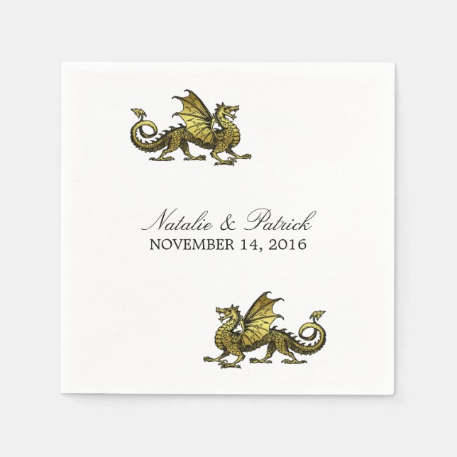 Gold Dragon Wedding Paper Napkins (Front)