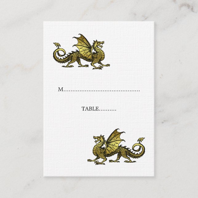 Gold Dragon Wedding Place Card (Front)
