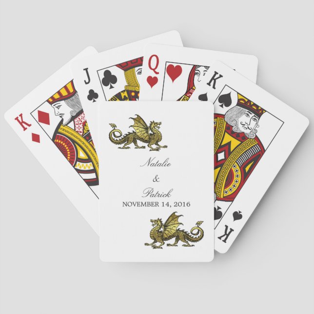 Gold Dragon Wedding Playing Cards (Back)