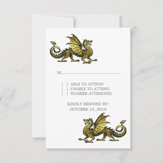 Gold Dragon Wedding Response Card (Front)