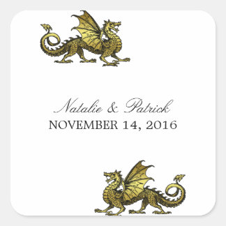 Gold Dragon Wedding Stickers