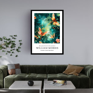 Gold dragonflies turquoise William Morris nouveau Framed Art